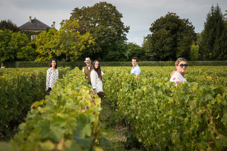 chateau talbot family in the vineyards